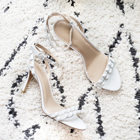 BCBG Shoes - 9.5/10 BCBG White Studded Low Strappy Heels